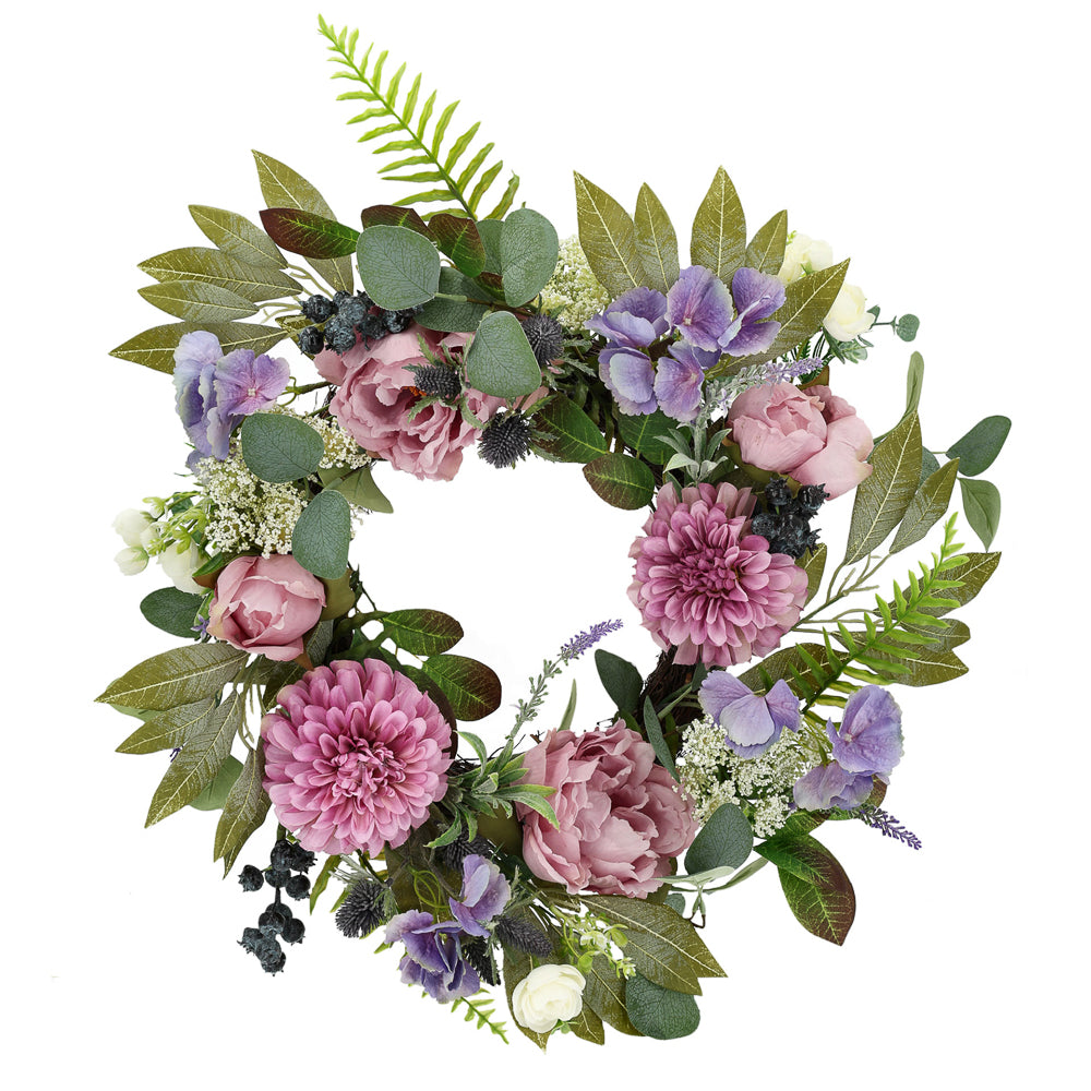 Krans - peon og dahlia