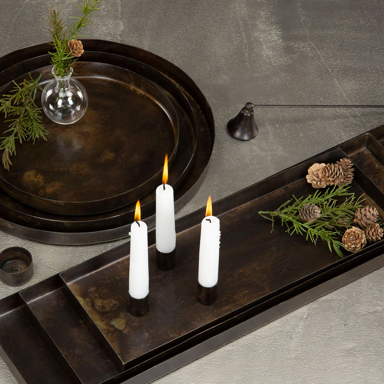 Kronelysholder magnet - antikk brun