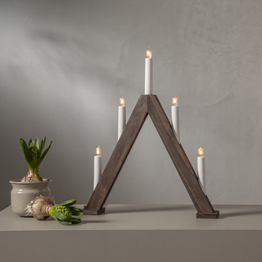 Adventsstake Albo brun - 5 lys