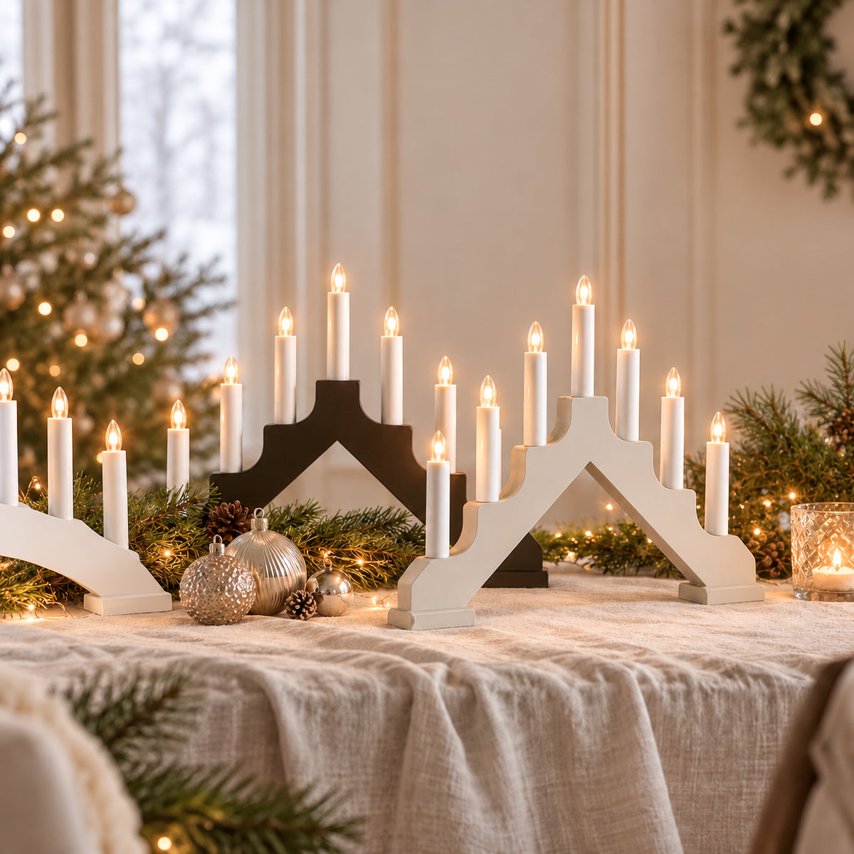 Adventsstake Ada hvit - 7 lys