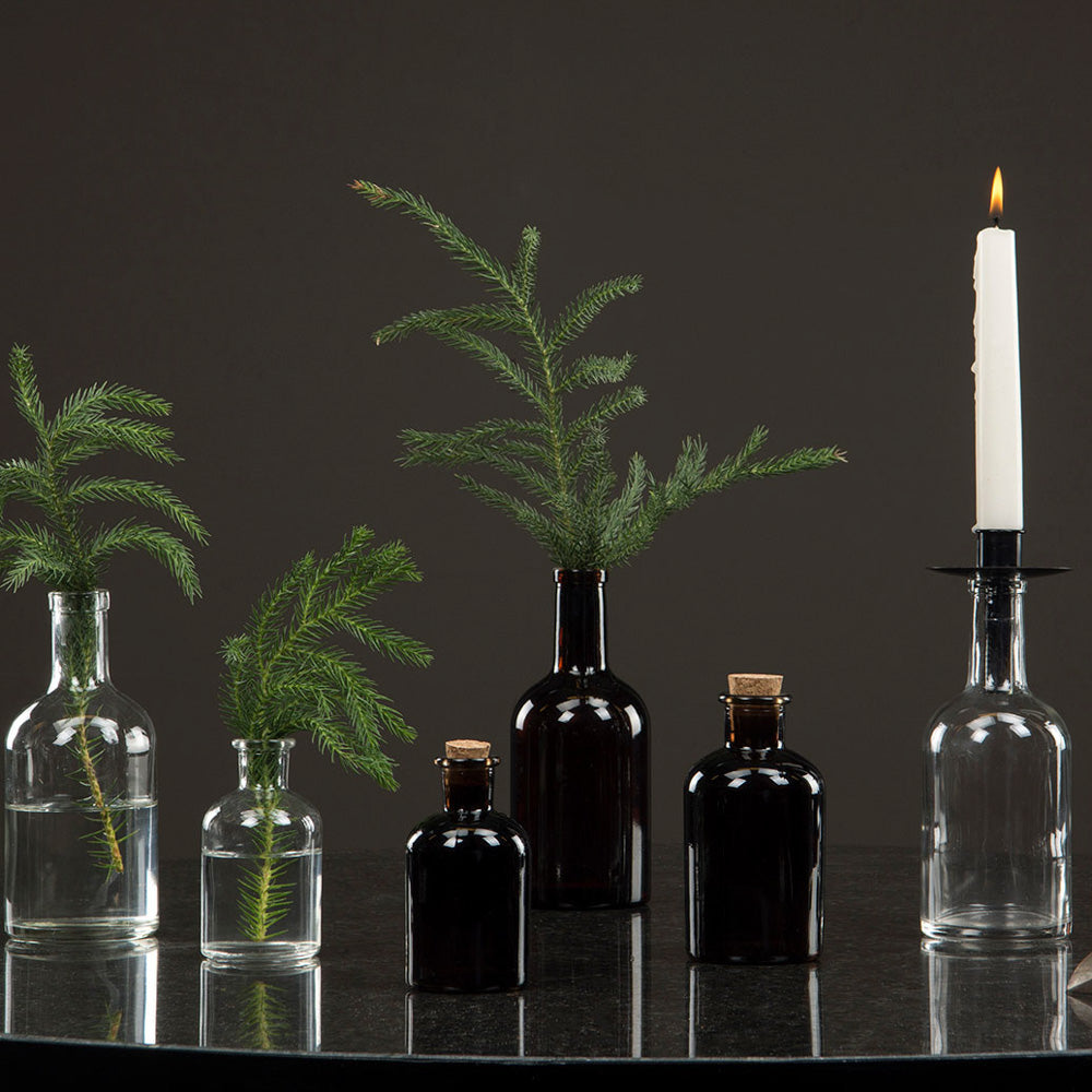 Glassflaske brun m/kork - 400 ml