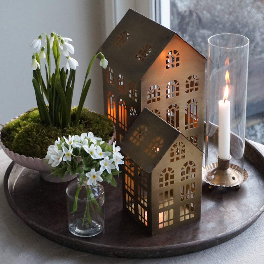 Lyshus antikk messing - stor