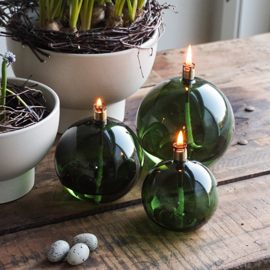 Oljelampe ball green stor - Peri Design