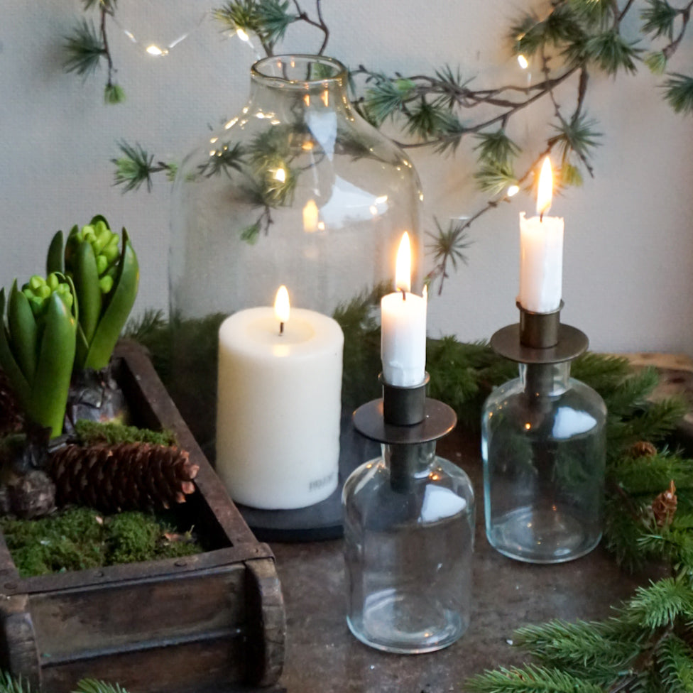 Kronelysholder til flaske - brun