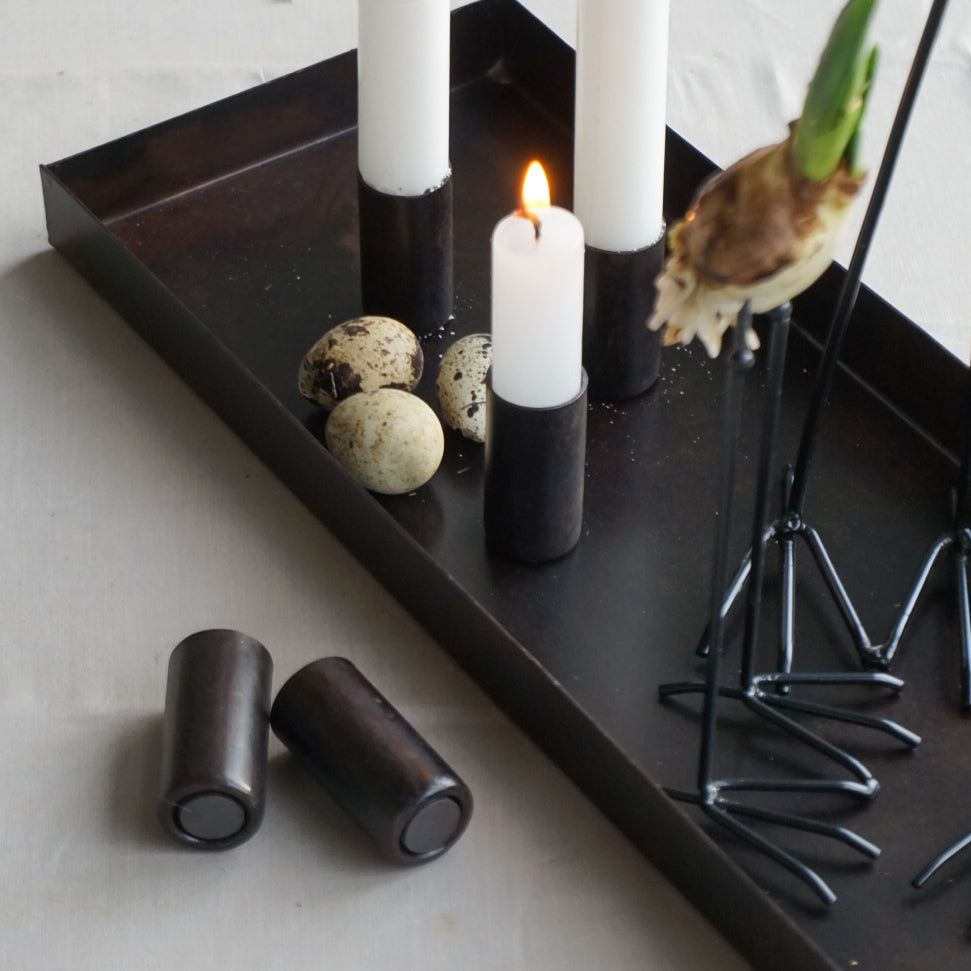 Kronelysholder magnet - antikk brun