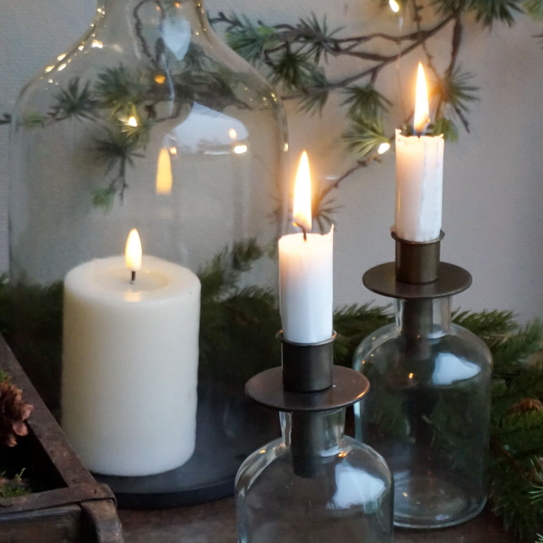 Kronelysholder til flaske - brun