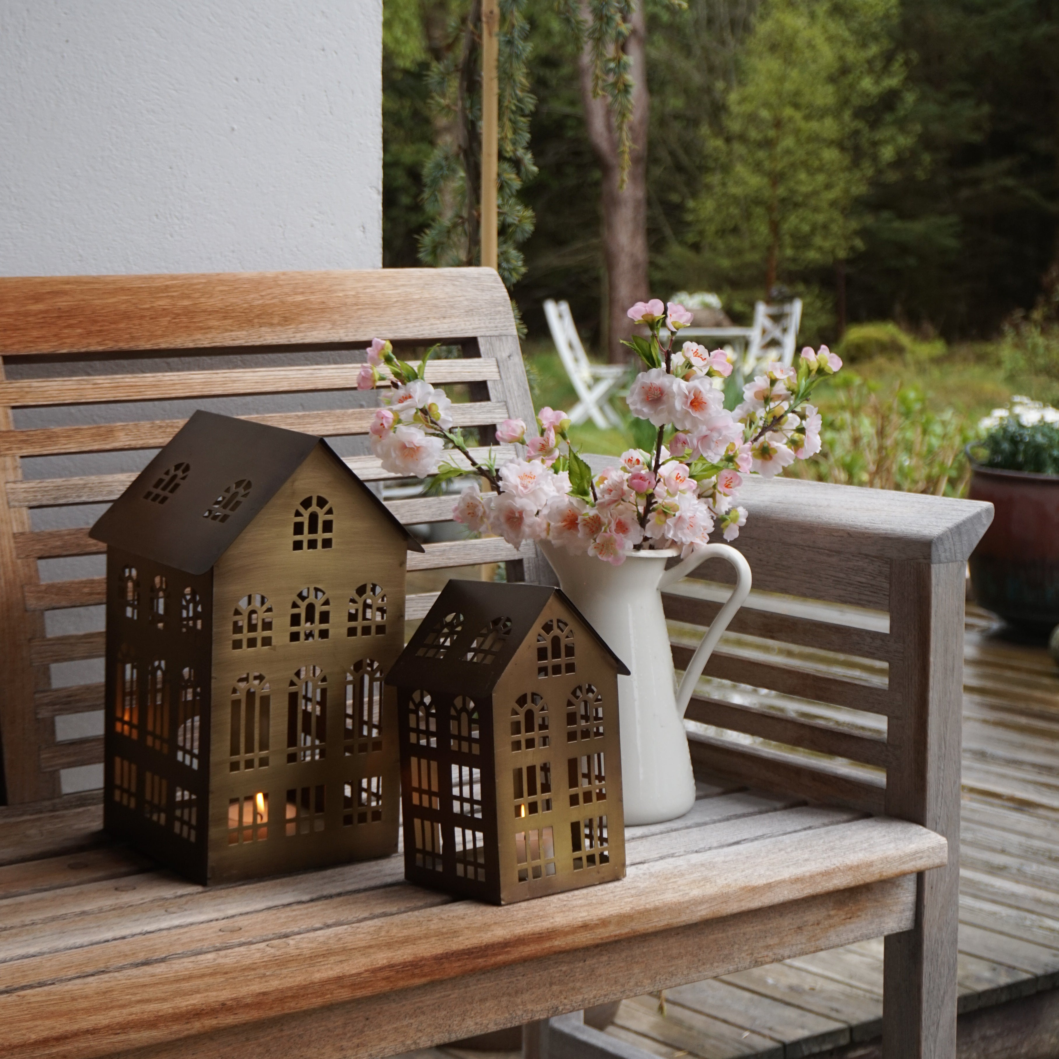 Lyshus antikk messing - medium