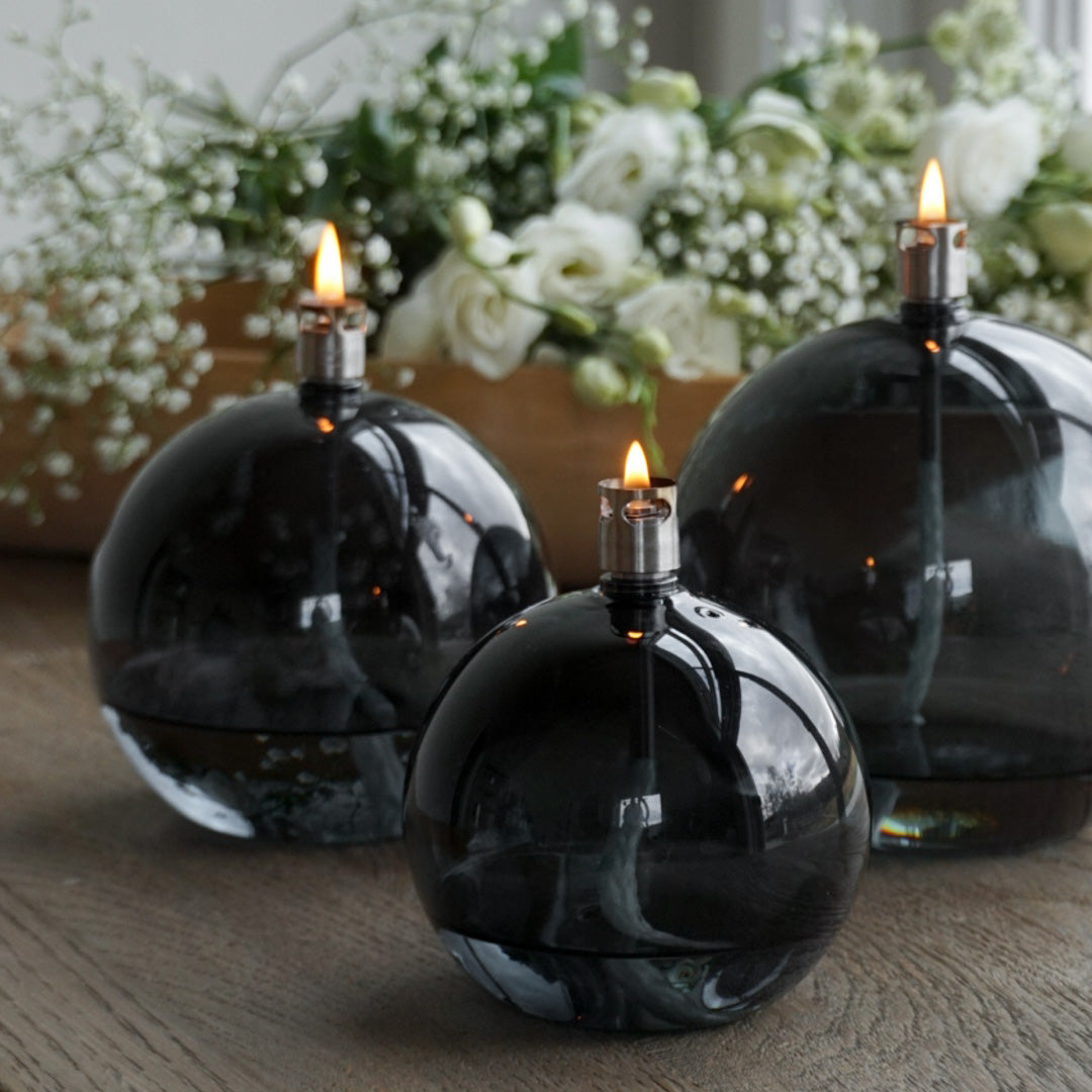 Oljelampe ball smoked - liten