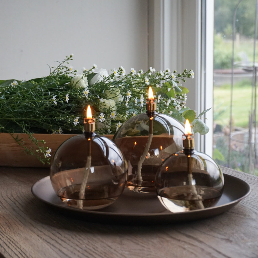Oljelampe ball champagne - liten