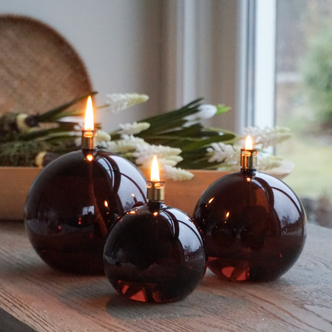 Oljelampe ball cognac - liten