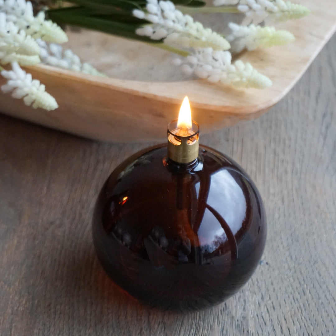 Oljelampe ball cognac - liten