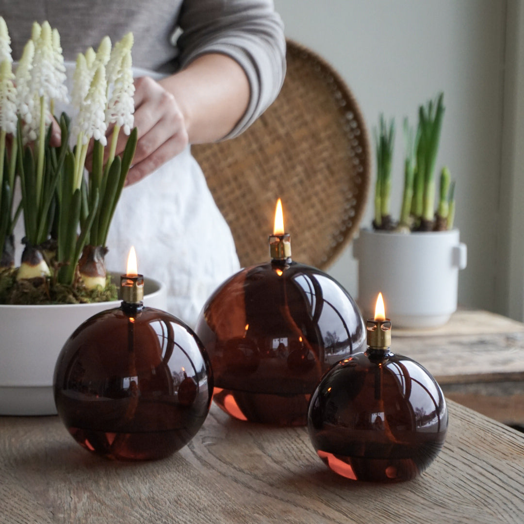 Oljelampe ball cognac - liten