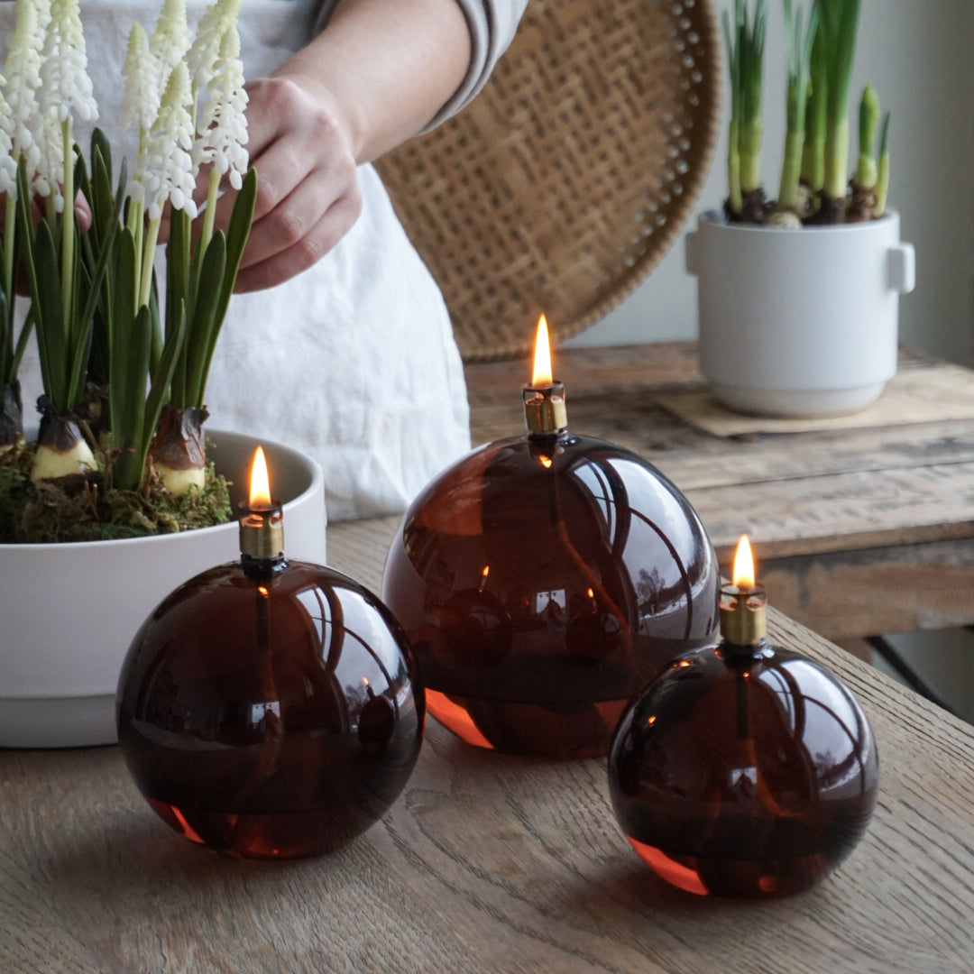 Oljelampe ball cognac - liten