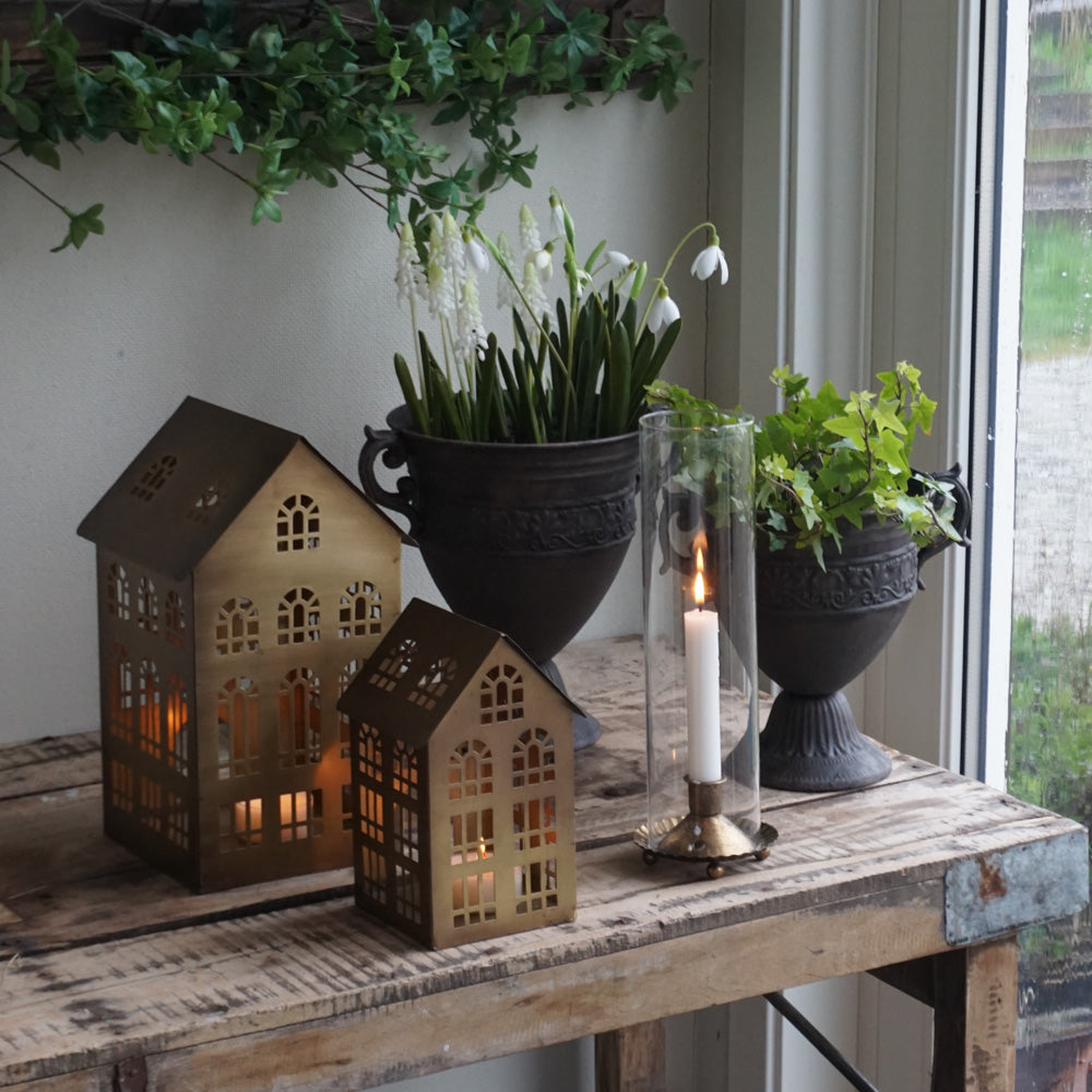 Lyshus antikk messing - stor