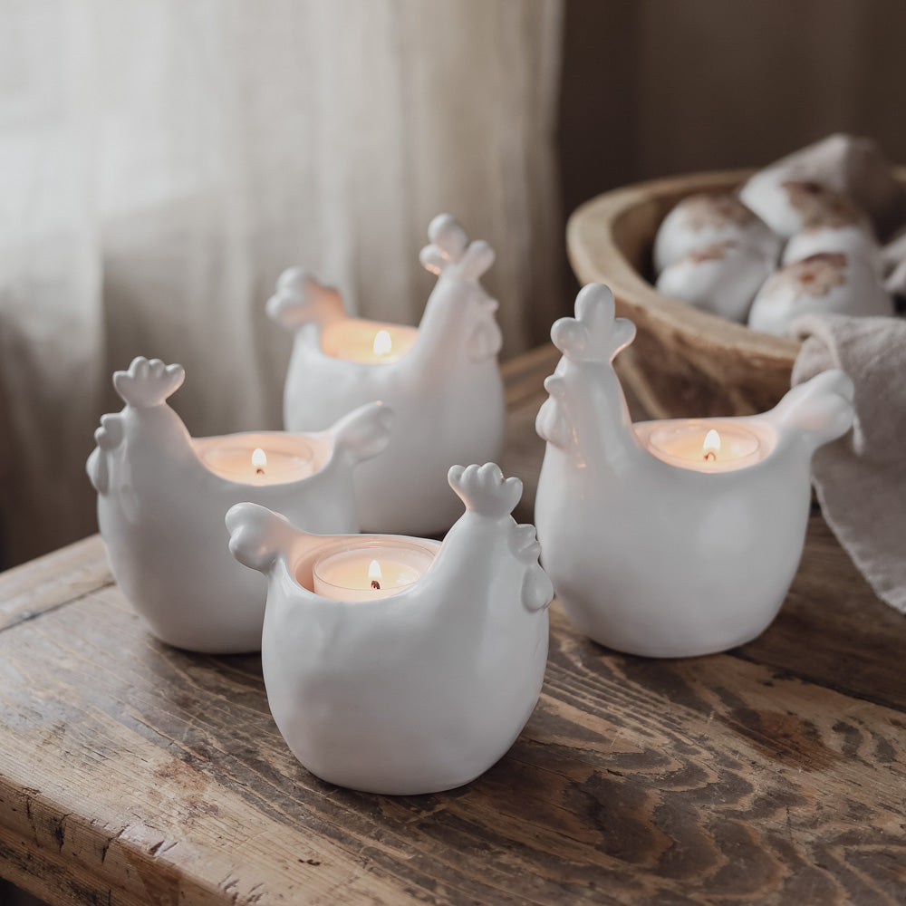 Telysholder hane - hvit