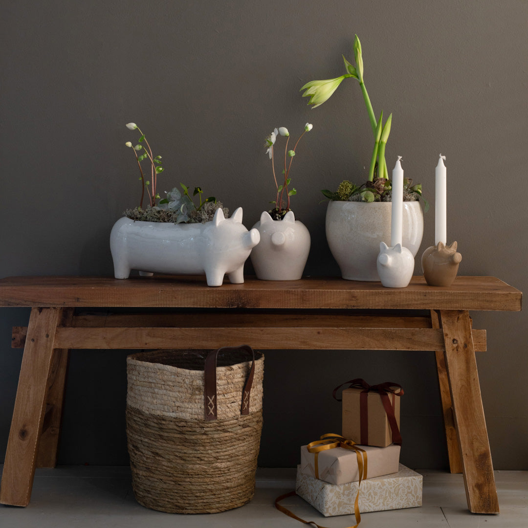 Krukke julegris hvit - liten