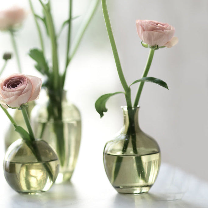 Glassvase med hals - grønn