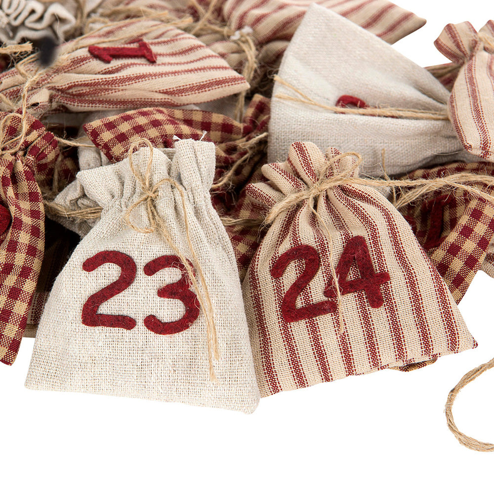 Adventskalender - rød/beige