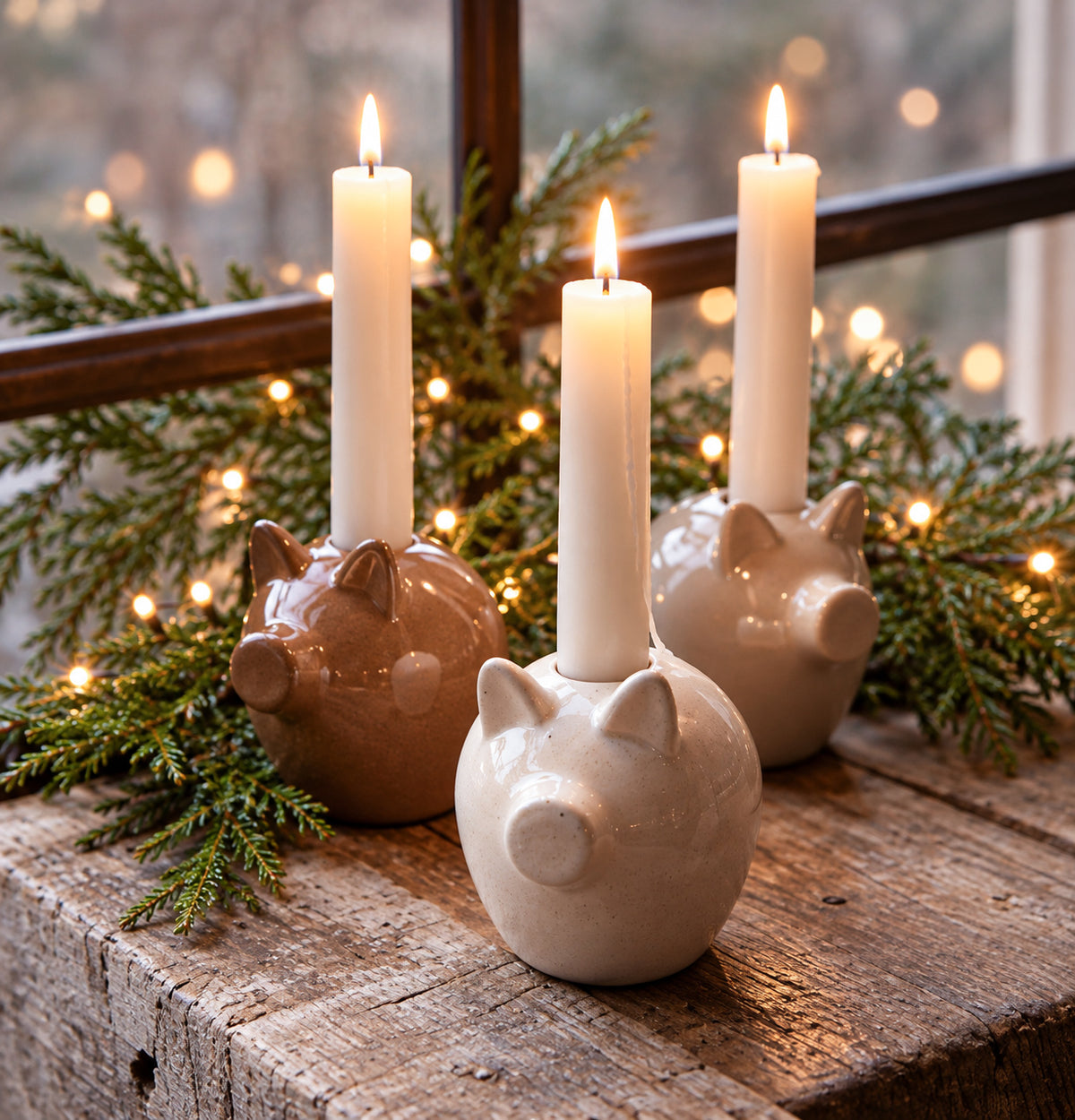 Lysestake julegris hvit - liten