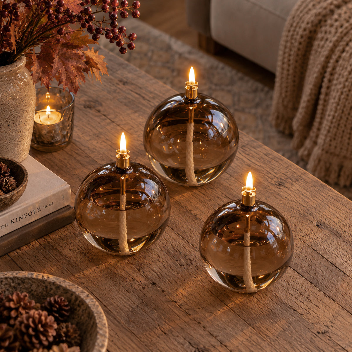 Oljelampe ball champagne - medium