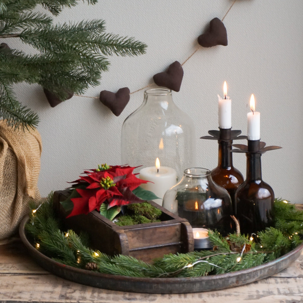 Julestjerne i krukke - rød