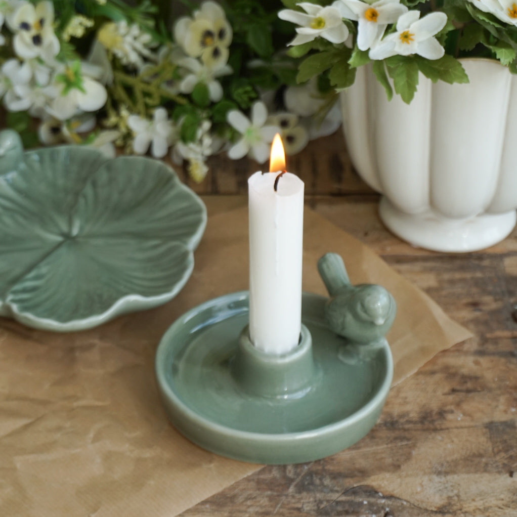 Lysestake med fugl - grønn