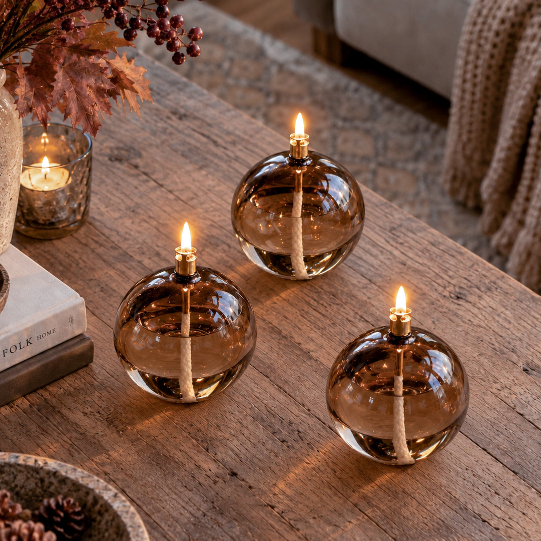 Oljelampe ball champagne - liten