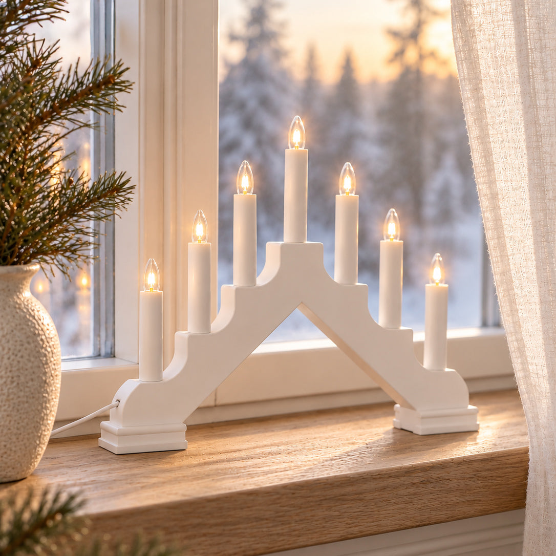 Adventsstake Ada hvit - 7 lys