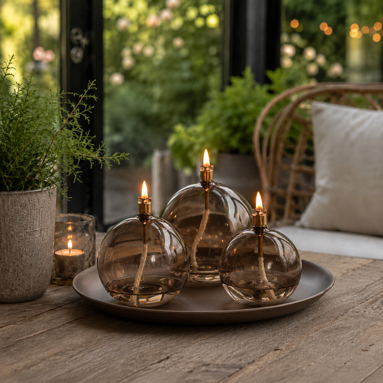 Oljelampe ball champagne - liten