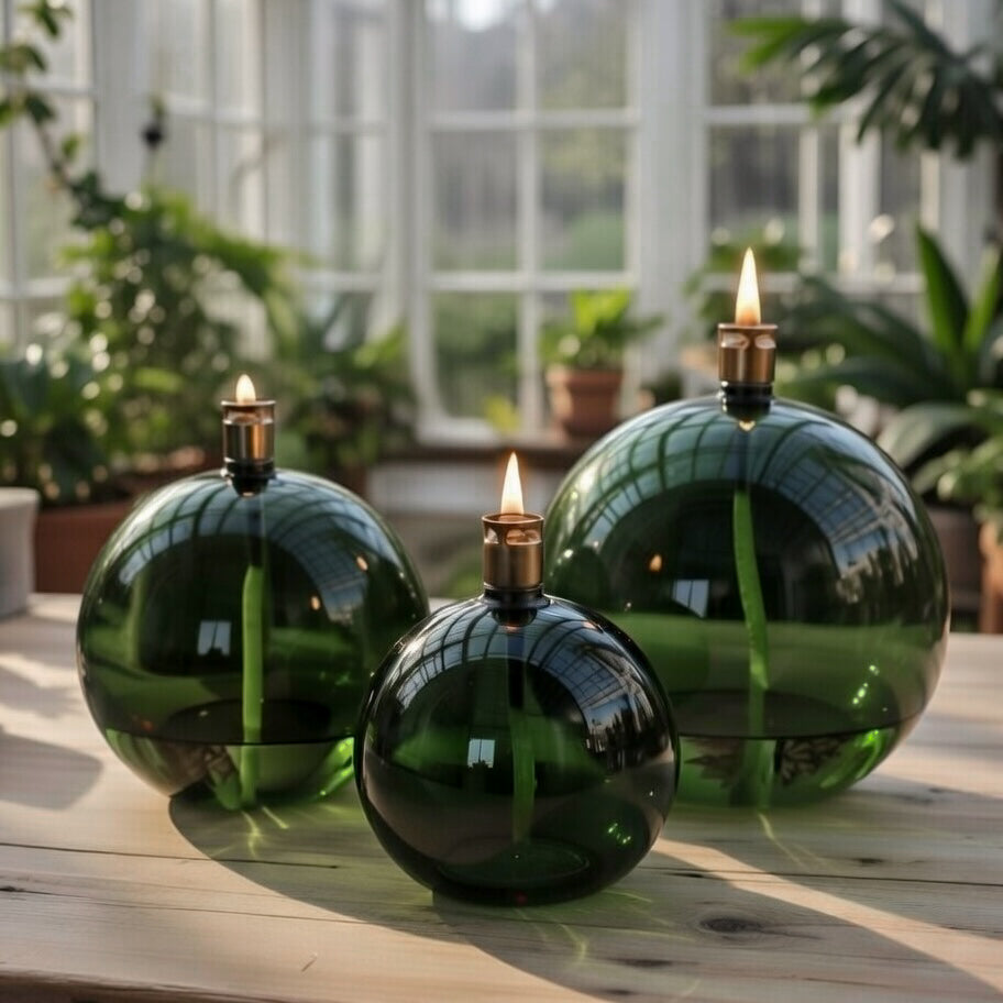 Oljelampe ball green medium - Peri Design