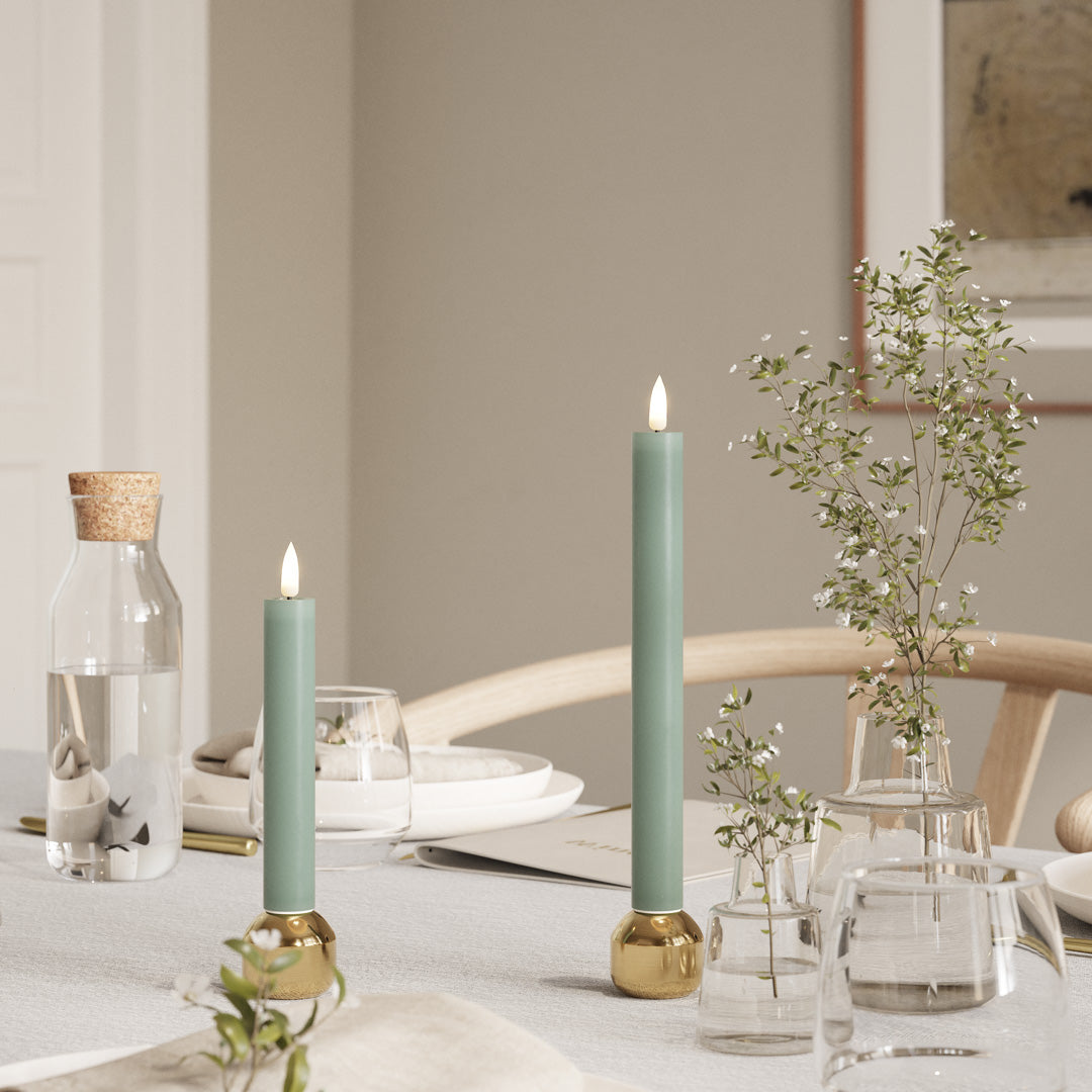 2 stk blågrønne kronelys (LED- lys) - 15 cm