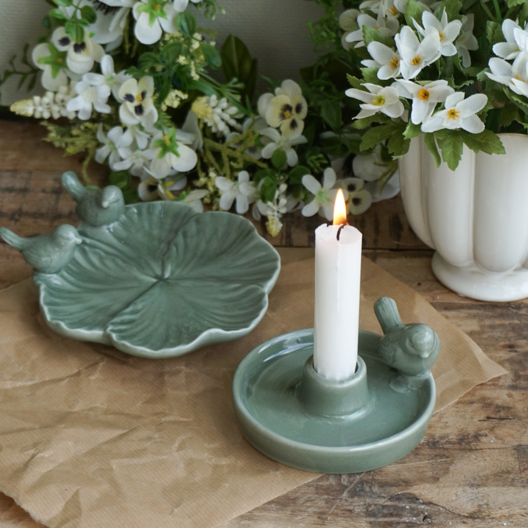 Lysestake med fugl - grønn