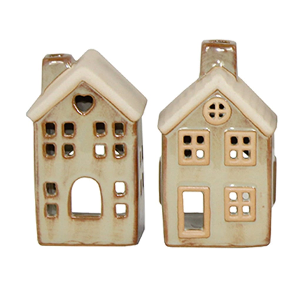 Lyshus keramikk beige - 2 stk