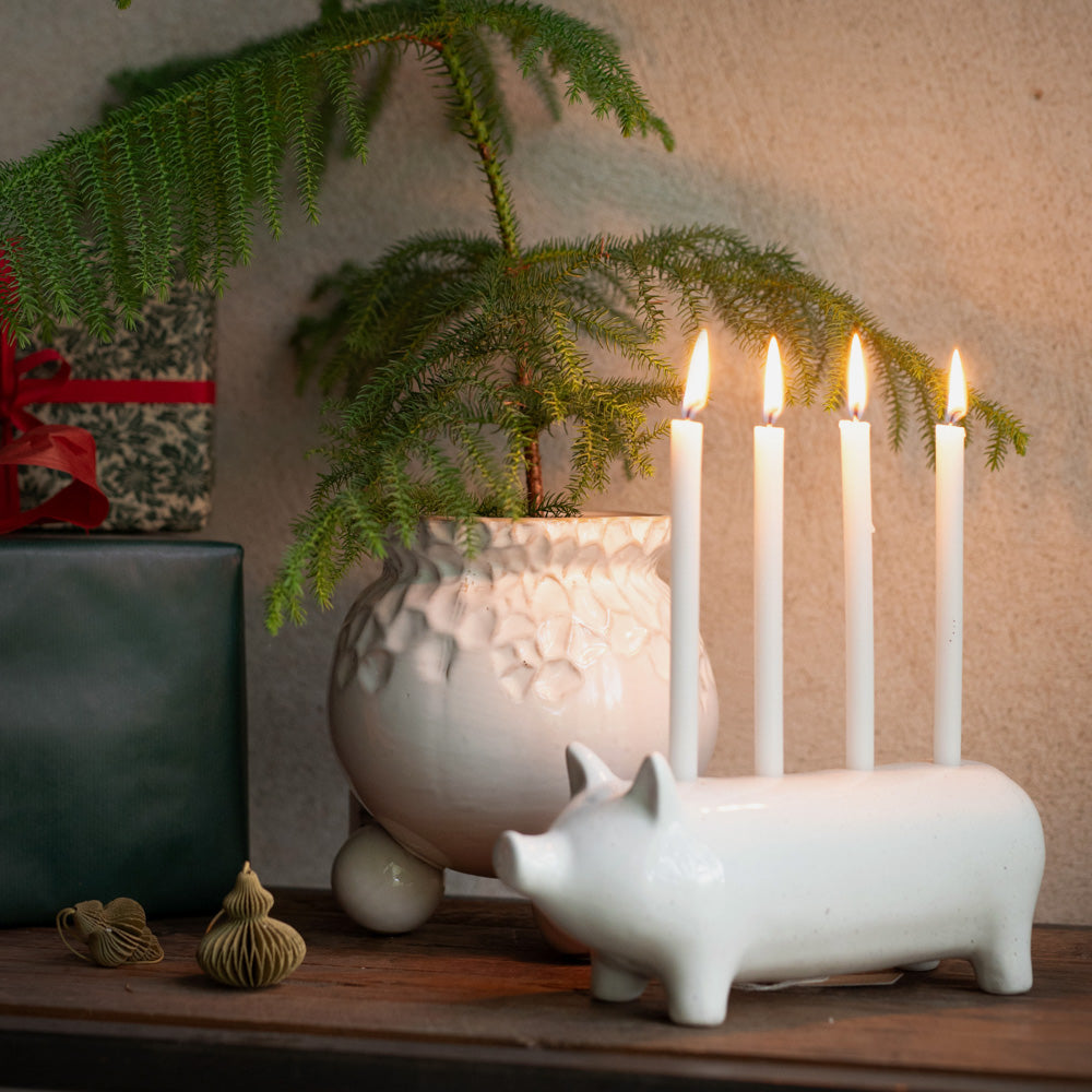 Lysestake julegris - hvit