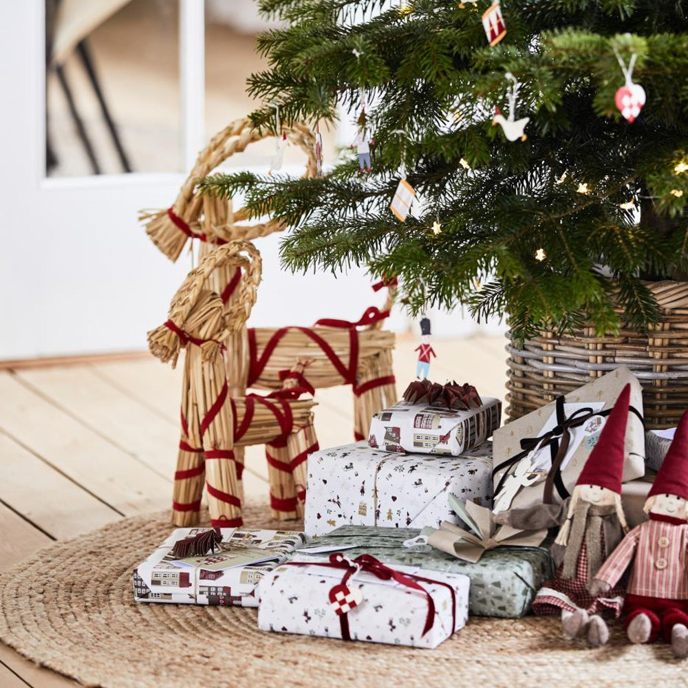 Julebukk m/rødt bånd - stor