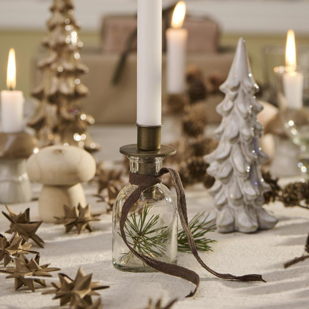 Kronelysholder til flaske - brun