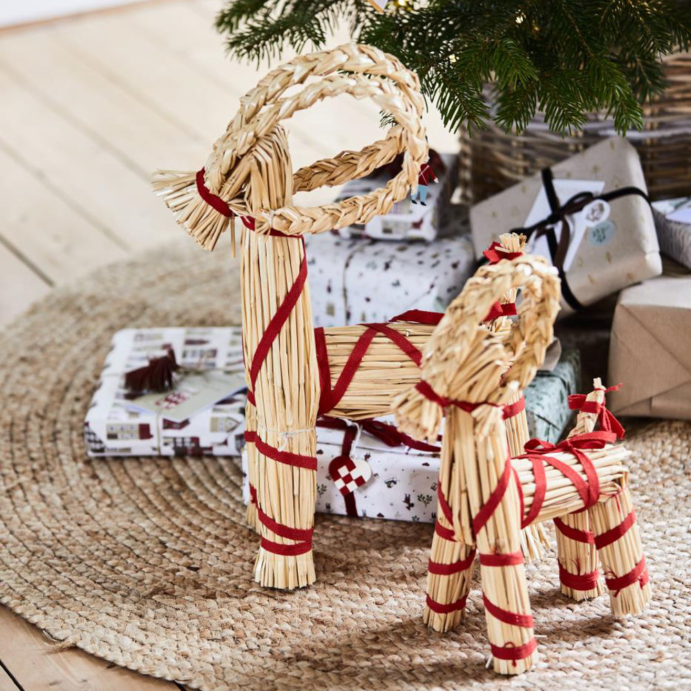 Julebukk m/rødt bånd - stor